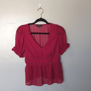 Trixxi Clothing Red Sheer Empire‎ Waist Top